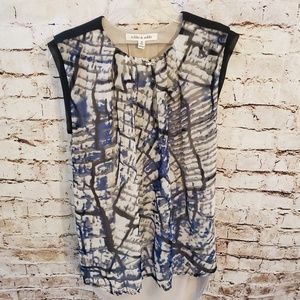 Robbi & Nikki Semi Sheer Print Top Silver …